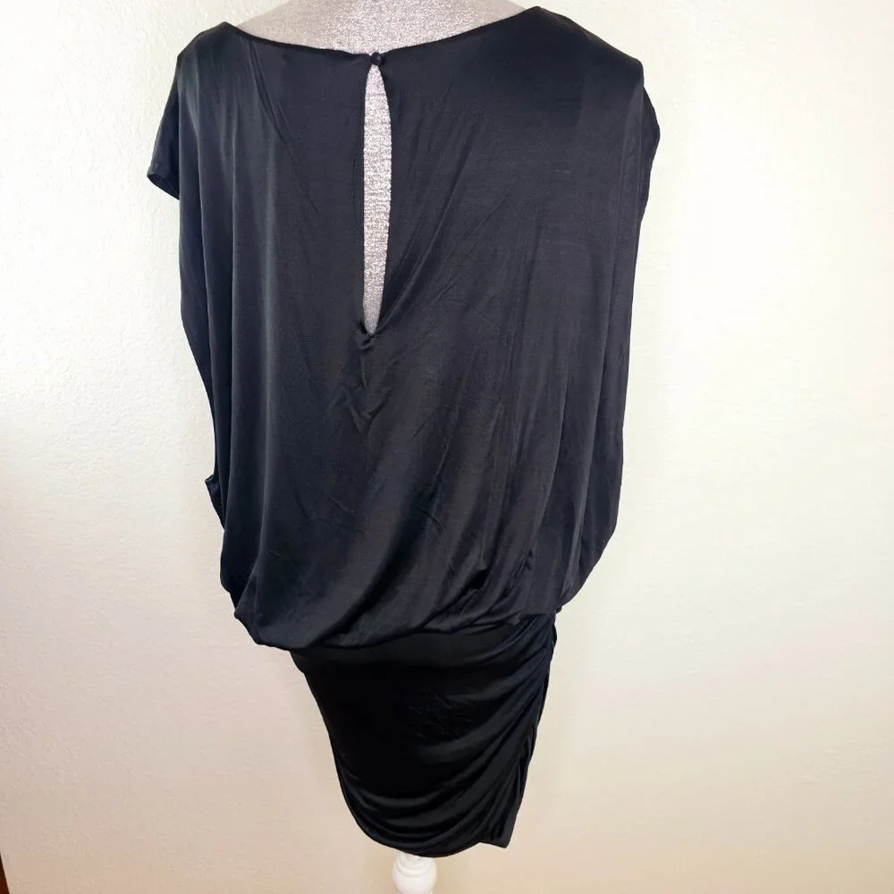 BCBGMAXAZRIA Black Dolman Sleeve Cowl Neck Mini Dress Size Medium - Picture 7 of 10